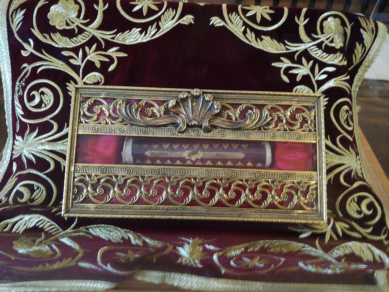 Relics of Saint George at St. George Church, Madeira Island, Portugal.