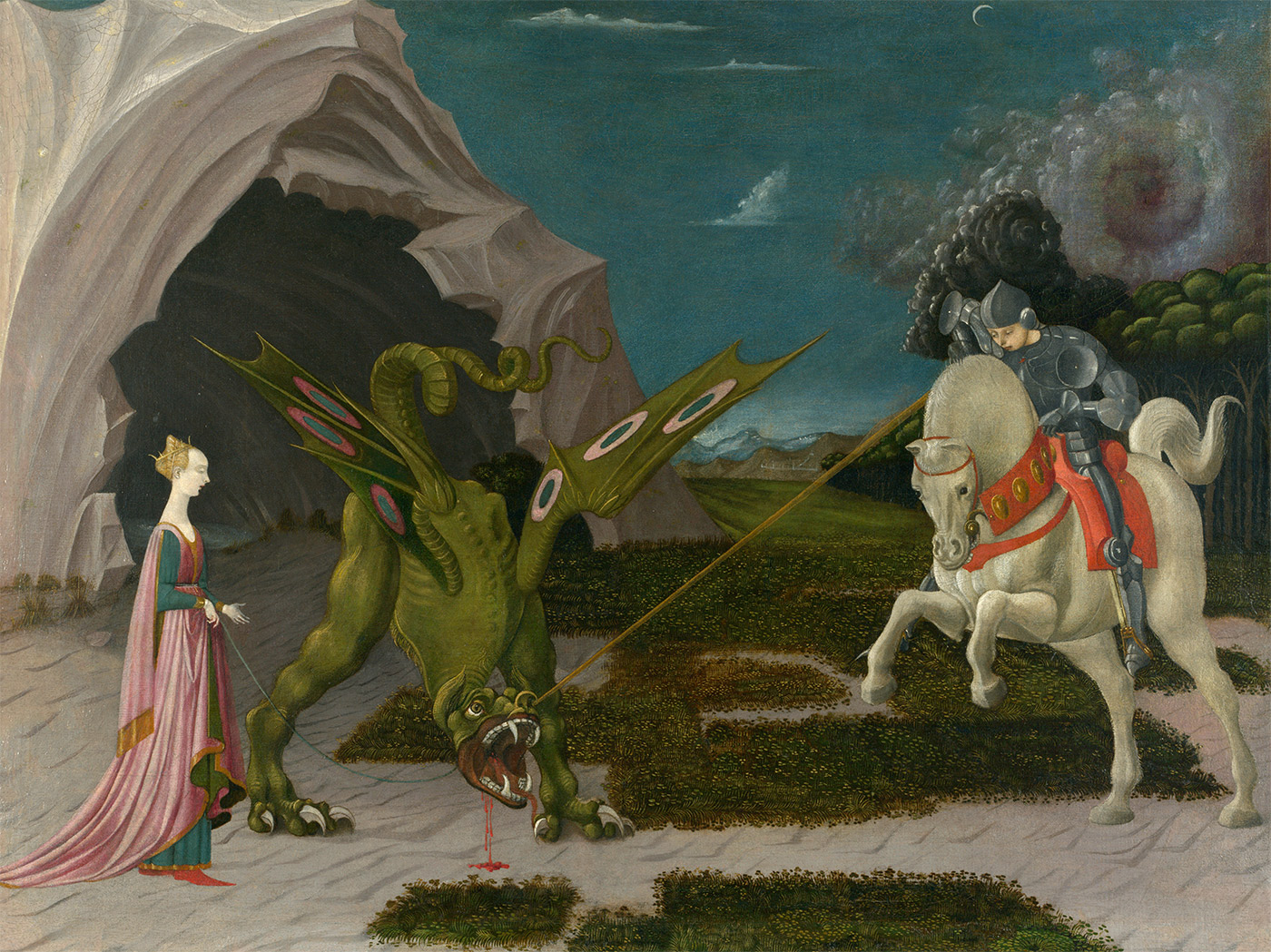 Saint George and the Dragon by Paolo Uccello, 1470. (National Gallery, London)