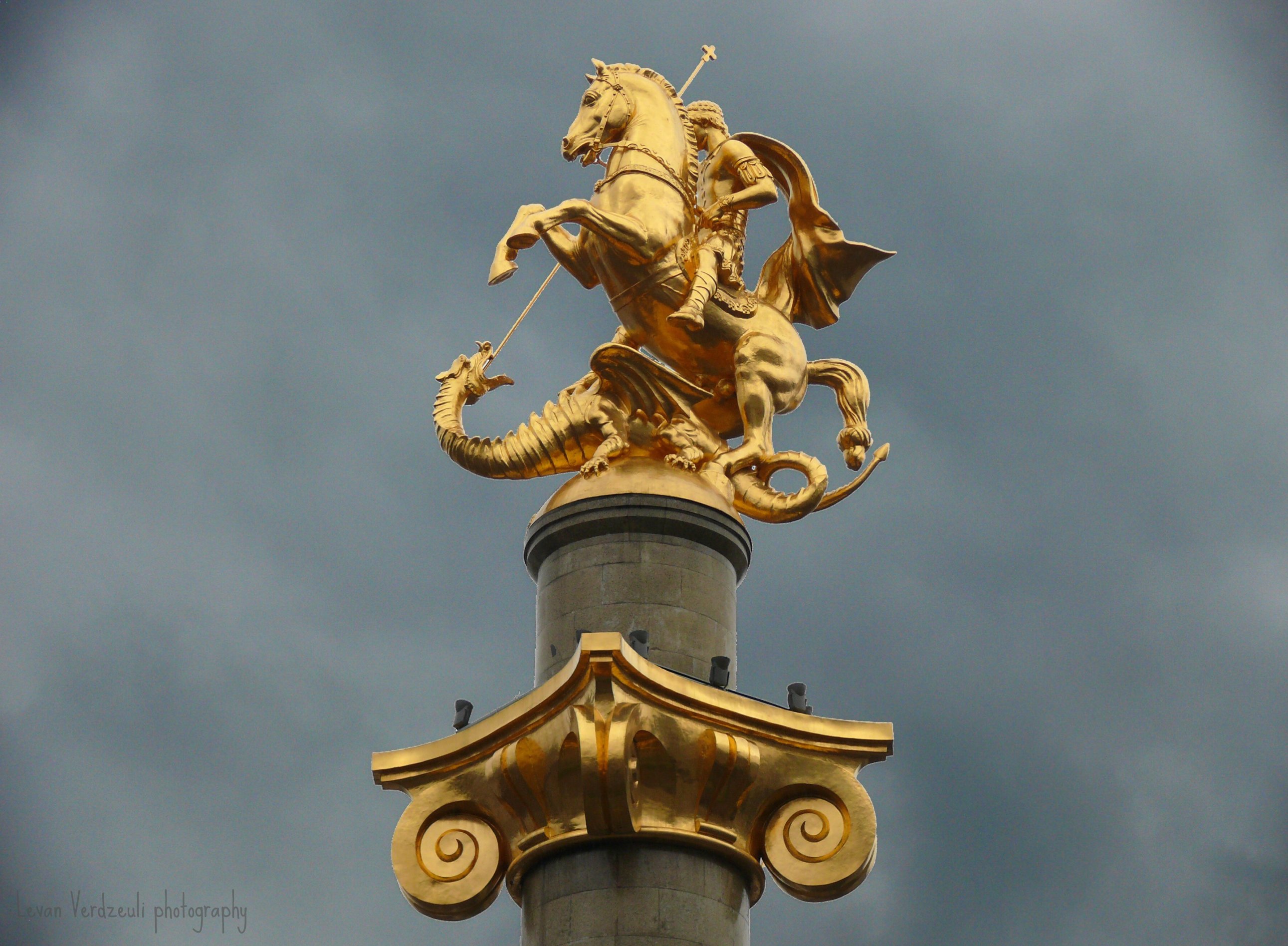 Saint George's monument in Tbilisi, Georgia.